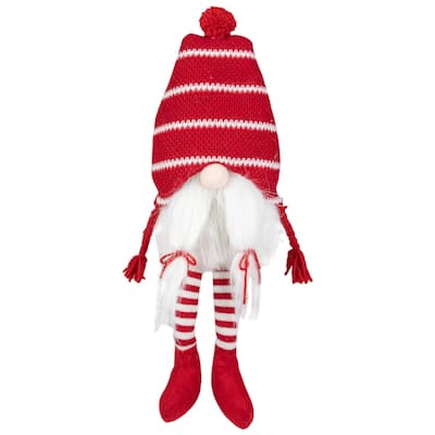 18-Inch Red and White Plush Tabletop Sitting Christmas Gnome Figure - 18"