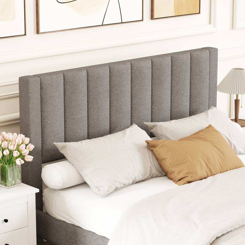 Gymax Queen Size Bed Frame w/Storage Drawer & Vertical Channel
