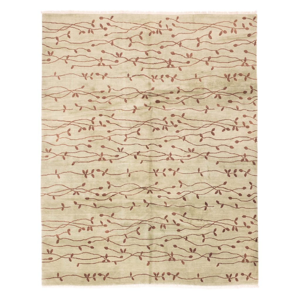 ECARPETGALLERY Hand-knotted Opulence Light Green Wool Rug - 8'0 x 10'0