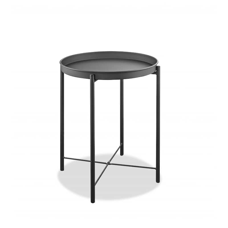 HomeRoots 21" Gray Aluminum Round End Table - 17' X '21' X '17
