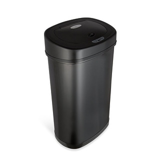 NINESTARS Oval Motion Sensor Trash Can 13.2 Gallon, Black Stainless ...