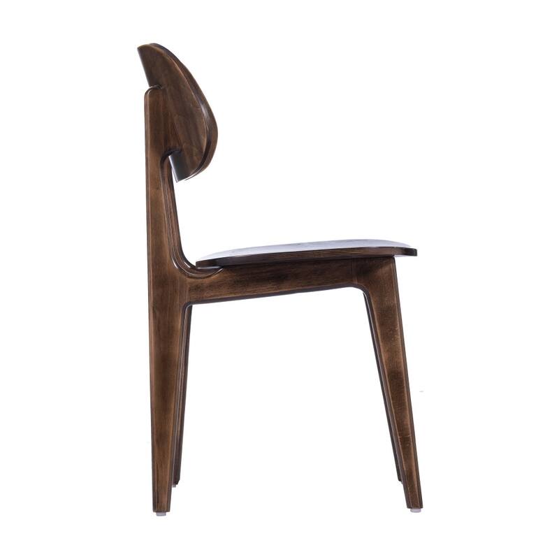 Set of 2 Commercial Solid Wood Dining Chair with Curved Backrest - 17.25"W x 20.75"D x 33.25"H