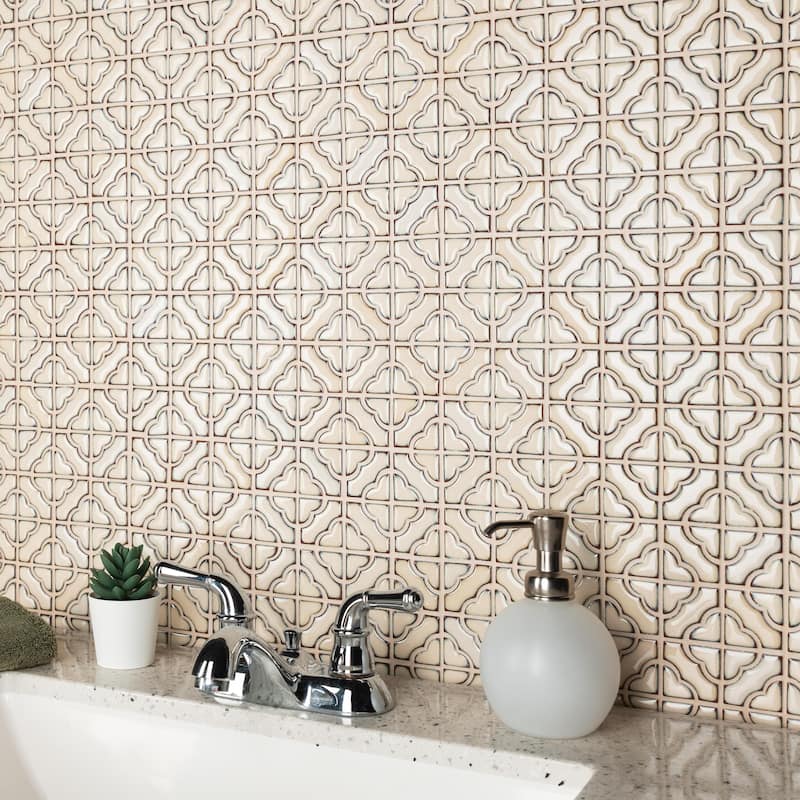 Merola Tile Tower Beige 12" x 12" Porcelain Floor and Wall Tile
