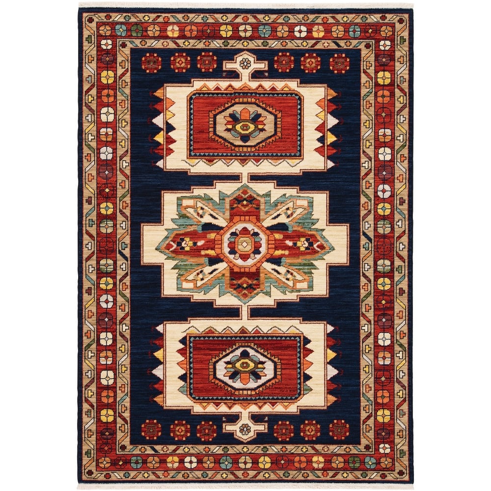 Style Haven Leander Bohemian Medallions Fringed Wool Blend Area Rug