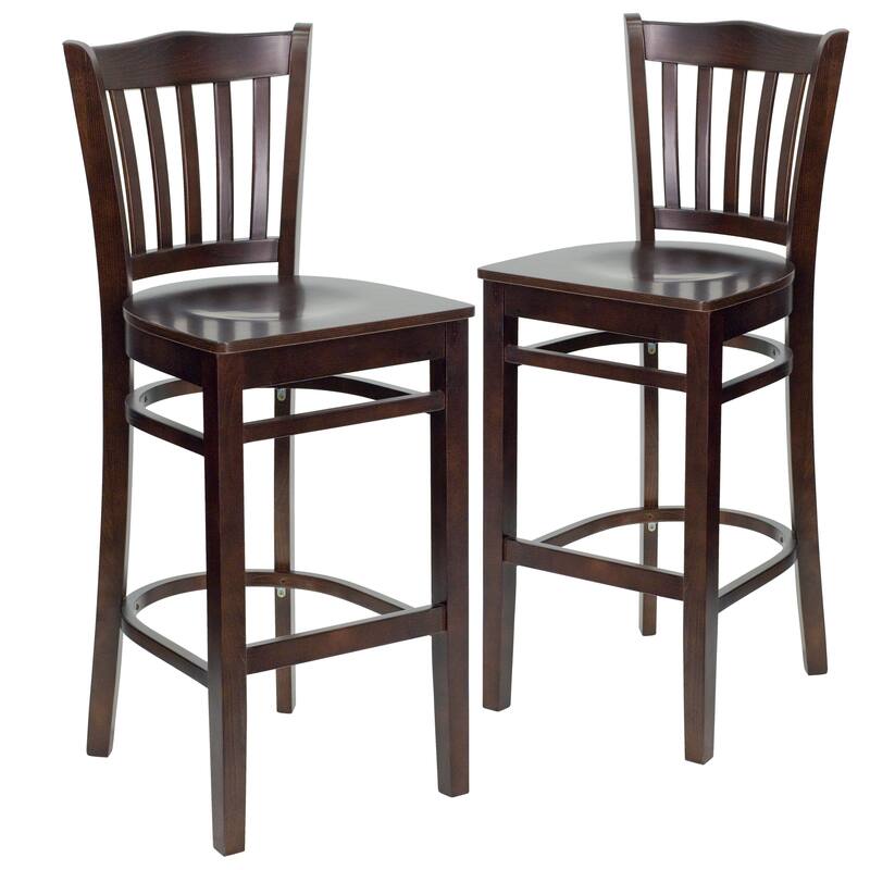 2Pk Vertical Slat Back Wood Restaurant Barstool - Hospitality Seating