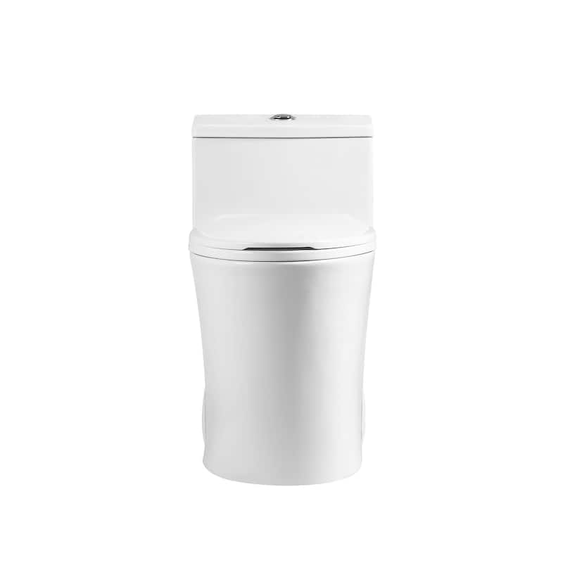 Dual-Flush Elongated One-Piece Toilet With 17.3" Height Chair Seat - White
