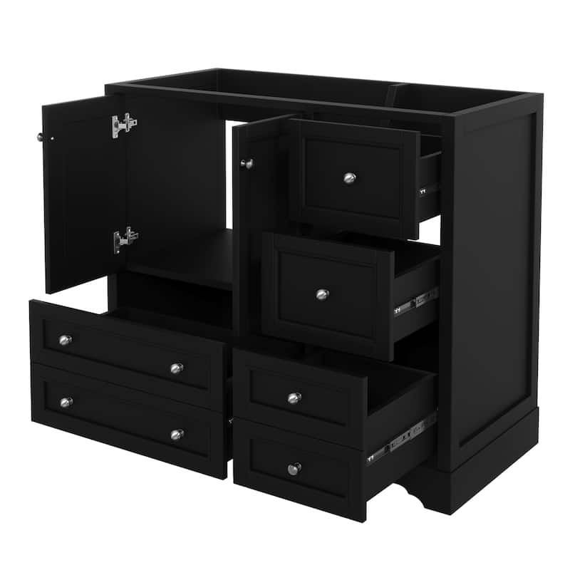 36inch Bathroom Vanity without Sink, Solid Wood Freestanding Bathroom Vanities with 4 Storage Drawers and Shelf