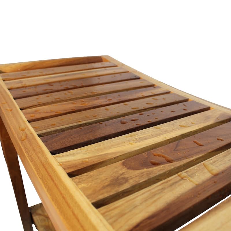 EcoDecors Harmony EarthyTeak 30" Teak Wood Shower Bench - 30 W x 24 T x 14 D