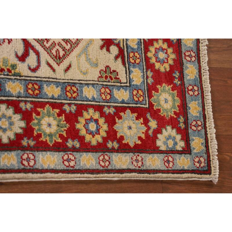 Traditional Kazak Accent Rug Hand-Knotted Oriental Wool Carpet - 3'3"x 4'8"