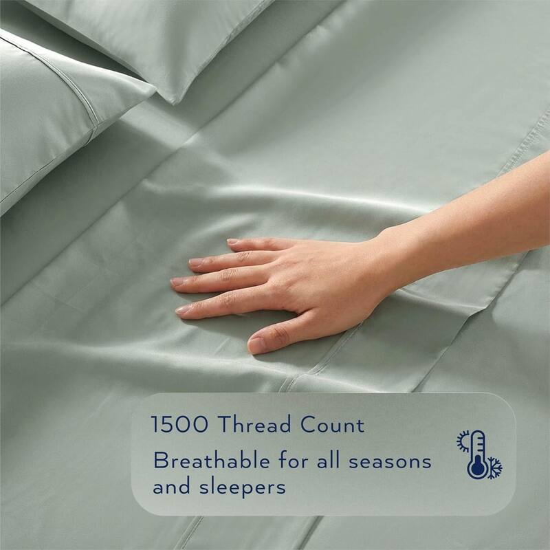 Thomasville 1500 Thread Count Green 6 Piece Premium Cotton Rich Sateen Sheet Set