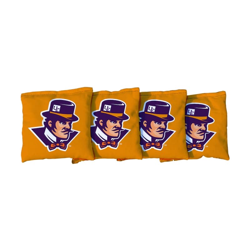 University Of Evansville Purple Aces Orange Cornhole Bags - Corn Filled