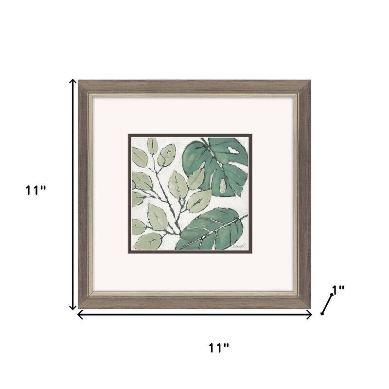 HomeRoots Set Of Two Green Botanical Silver Framed Wall Art