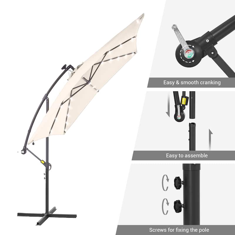 LIVOOSUN Outdoor Patio Umbrella, Square Canopy Offset LED Umbrella