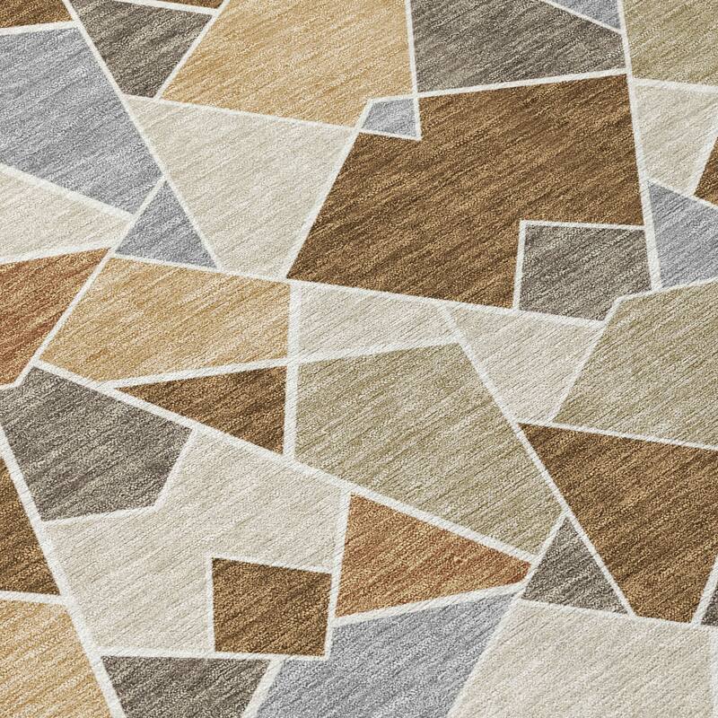 Machine Washable Indoor/ Outdoor Modern Mosaic Chantille Rug