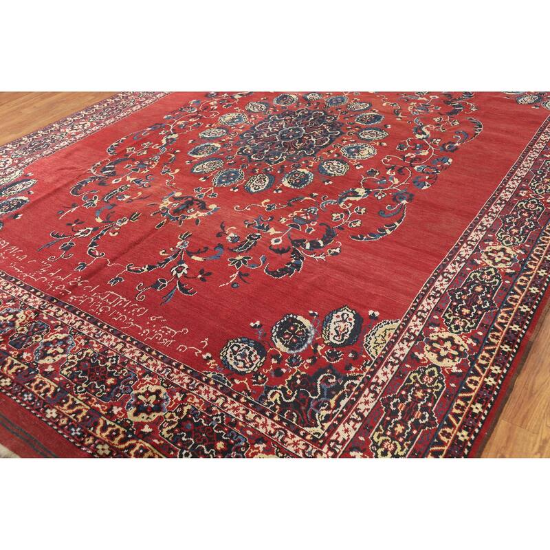 Hand Knotted Oriental 100% Wool Carpet Traditional Floral Red Balouch Area Rug - 11' 5'' X 8' 5''