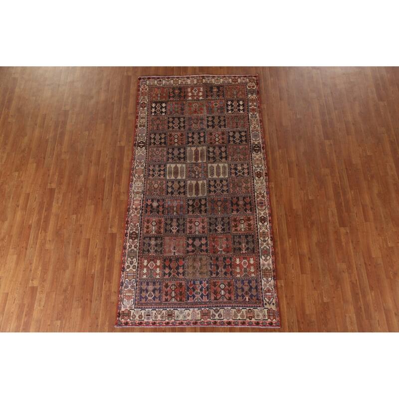 Garden Design Bakhtiari Persian Antique Rug Hand-knotted Wool Carpet - 4'8"x 9'4"