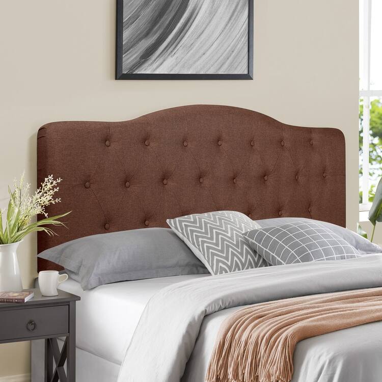 Cecilia Button Tufted Upholstered Headboard, Height Adjustable Headboards,Bed Backboard Premium Padded Fabric Headboard - Queen,Espresso
