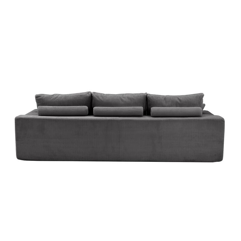 110" Corduroy L-Shaped Sectional Sofa, 3-Seater Cloud Couch with Chaise, Modular Deep Seat Upholstered Couches for Living Room