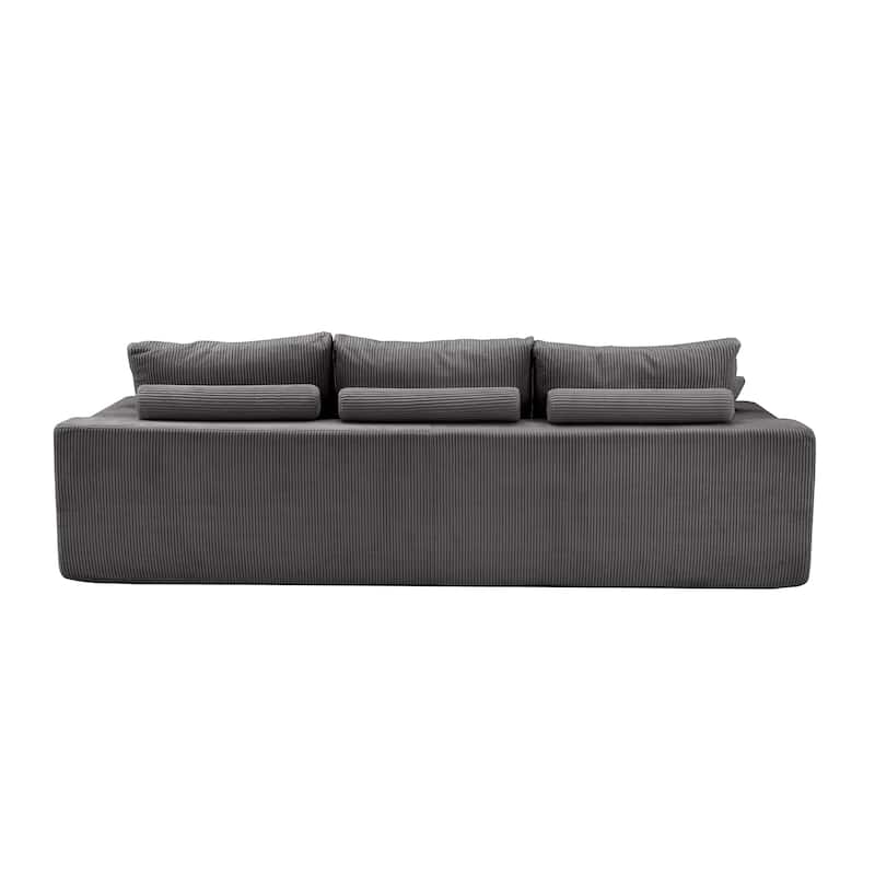 110" Full-Compression Corduroy Ultra-Soft Deep Seat 3-Seater Sectional Sofa for Living Room
