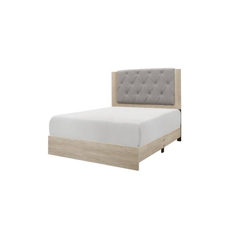 Frederic 3 Piece Gray Modern Fabric Upholstered Panel Bedroom Set