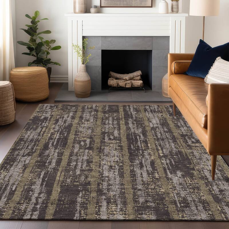 Machine Washable Indoor/ Outdoor Chantille Stripe Ombre Rug