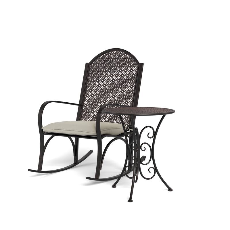 Garden Oiled Copper Metal Rocking Chair Set (2-Piece)
