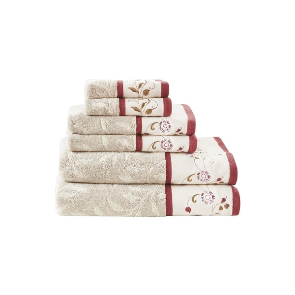 Madison Park Belle Embroidered Cotton Jacquard 6 piece Towel Set On Sale Bed Bath Beyond 18120170