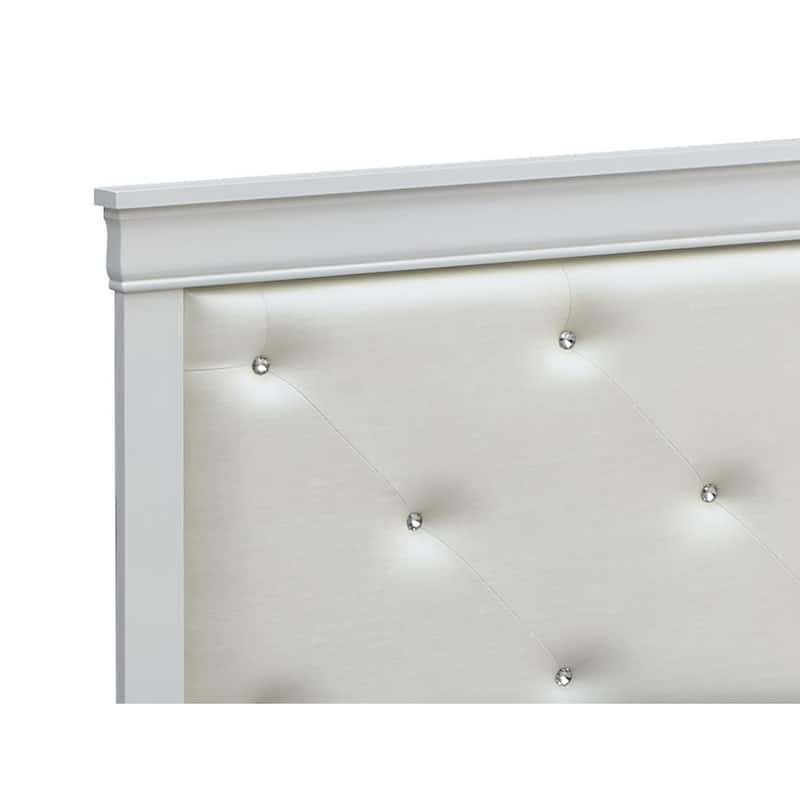 Lorana Button Tufted Faux Leather Bed