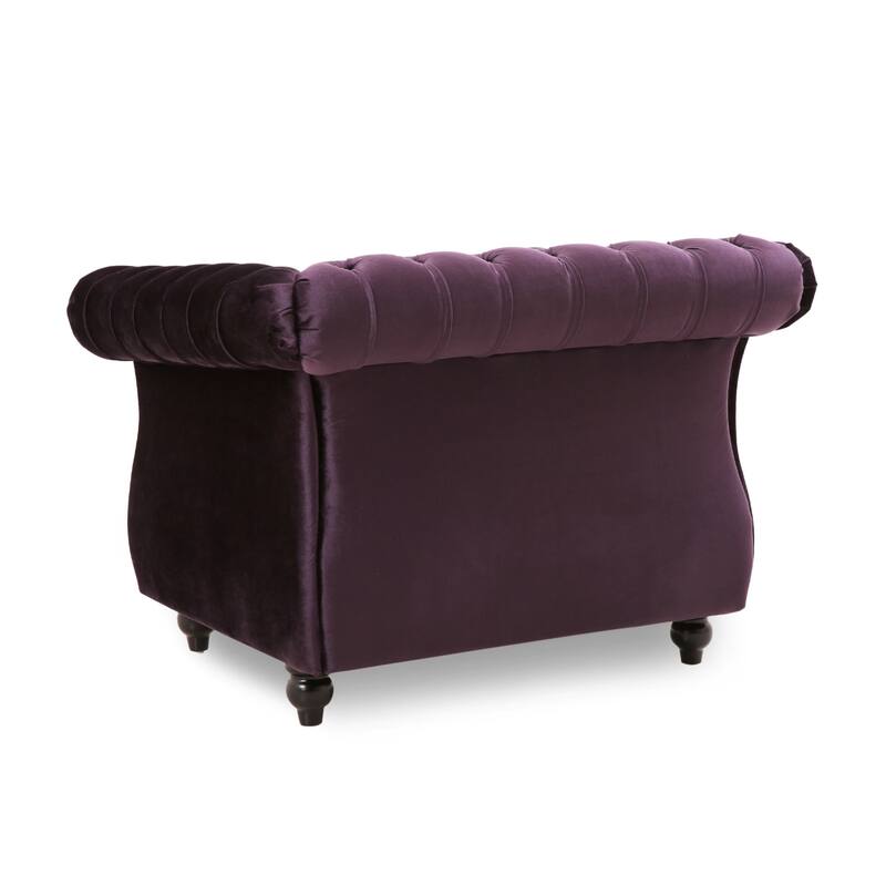 Roomfitters Chesterfield Club Chair with Deep Tufting, Rolled Arms and Nailhead Trim, Velvet Accent Armchair