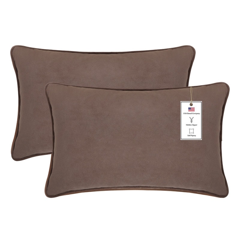 A1 Home Collections Set of 2 Luxurious Velvet Throw Pillow Covers Only, For Sofas, Beds, Vibrant Colors and Hidden Zipper