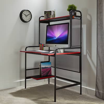 X Rocker iCarus Metal Gaming Desk with Shelves