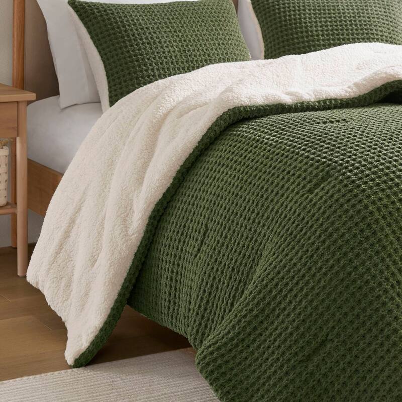 2 Pieces Twin Cable Knit Chenille Comforter Set