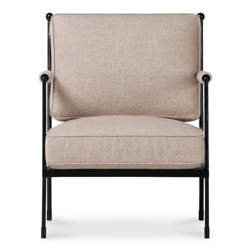 NADAAL STUDIOS Auronel Occasional Chair, Hammered Iron Frame, Terracotta Recycled Blend Upholstery - Beige