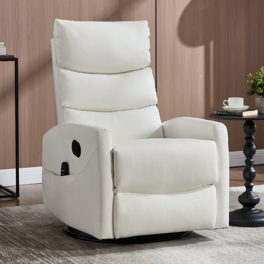 Heat Massage Manual Recliner Chair with Rocker and Swivel in Fabric for Living Room