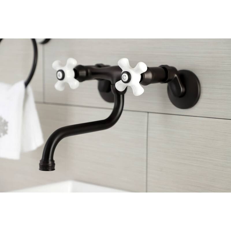 Kingston Brass KS616 Kingston 1.2 GPM Wall Mounted Bridge Bathroom