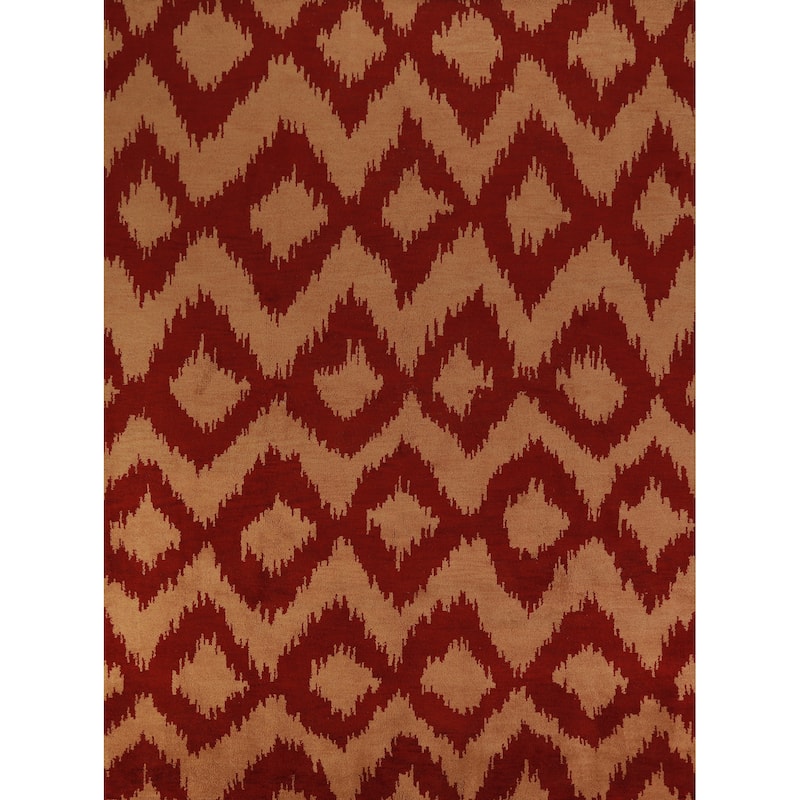 Hand Knotted Oriental 100% Wool Carpet Modern Geometric Oranges & Rust Moroccan Area Rug - 11' 8'' X 8' 10''