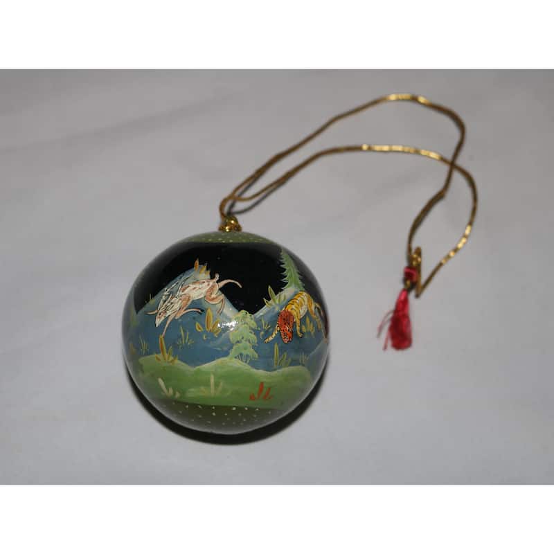 Handmade Christmas Ornaments Hand Painted by Artisan on Recycled Paper - Mir - One Size