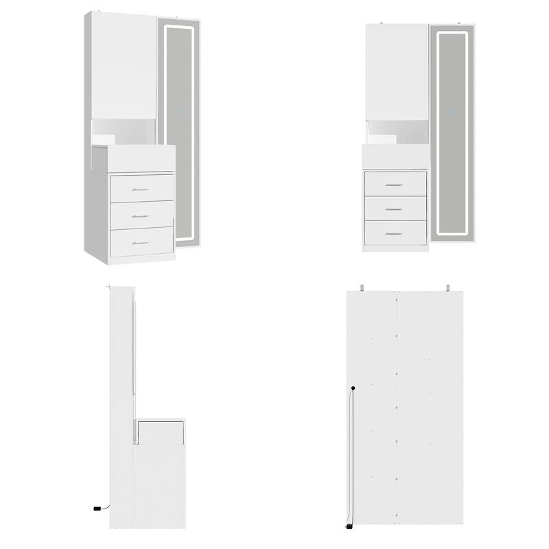 Makup Vanity Modern Dressing Cabinet with Radiant Mirror Feature Mirror - White - 31.5"W