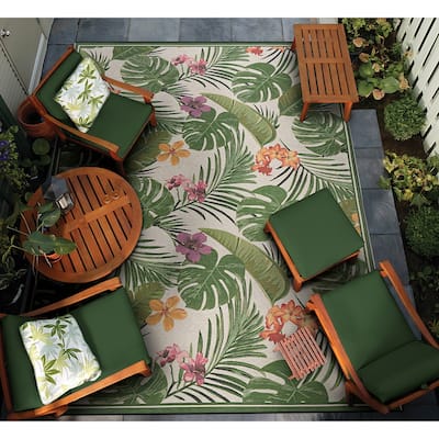 Gelato Royal Fern Ivory- Green Indoor/ Outdoor Area Rug