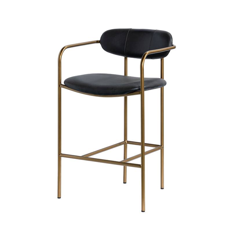 Parker Cream Fabric Seat Gold Metal Counter Stool - 21.3L x 21.5W x 36.5H - Black
