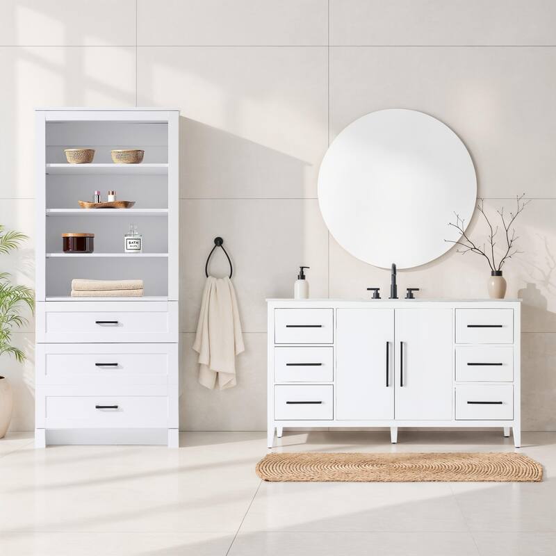 Fresco 16-28 Inch Bath Storage Glass Cabinet