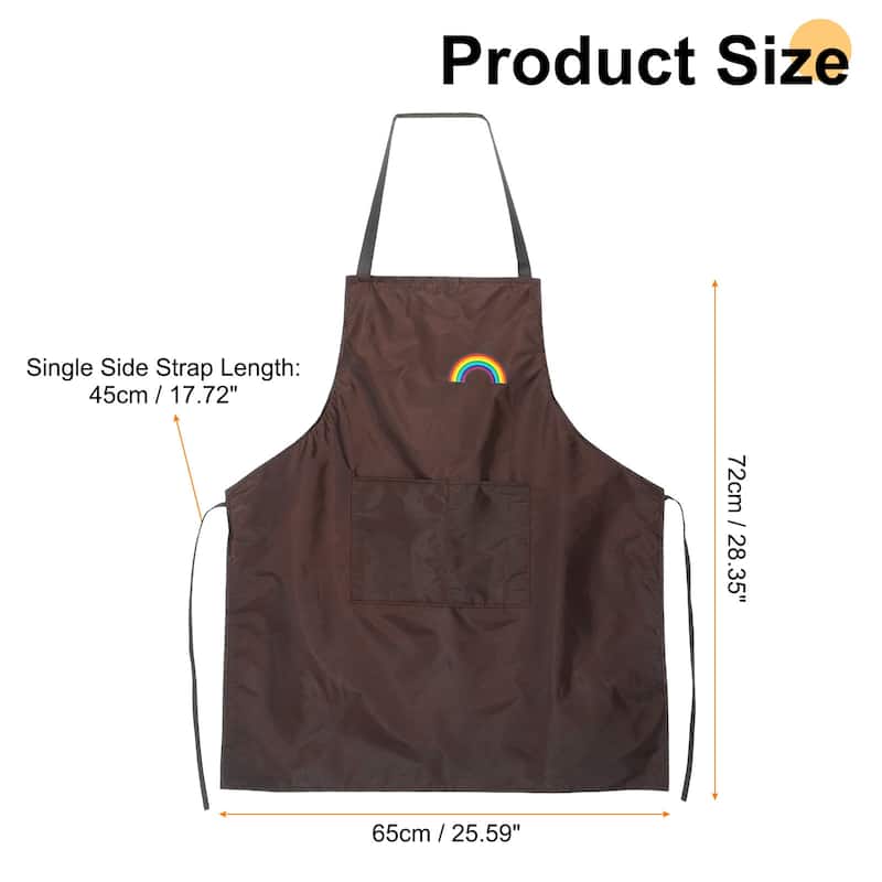 Bib Apron 72x65cm Unisex Cooking Aprons with 2 Pockets for Home - 28.35" x 25.59" - Brown