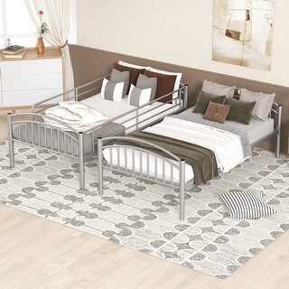 Concise Design Twin Over Twin Metal Bunk Bed with Sector Guardrail