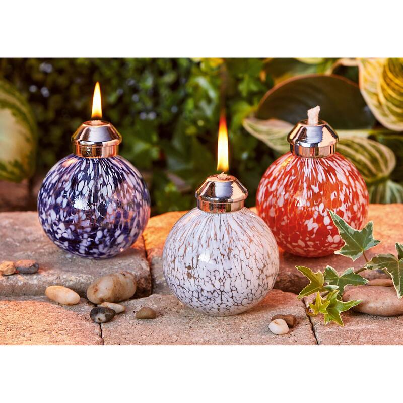 Orange Multi Confetti Oil Lamp for Everyday Use 4 in x 3 in x 3 in Perfect for Candles and Citronella