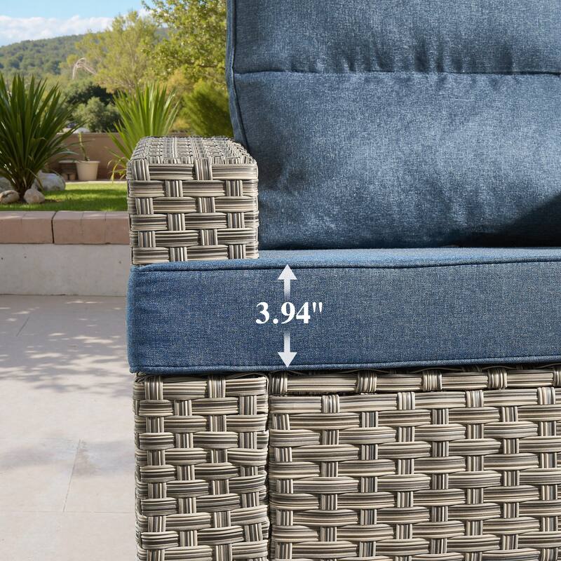 OVIOS 10 Pieces T shaped Seat Wide Armrest Swivel Chair Set With Solar-Powered Table&Fire Pit