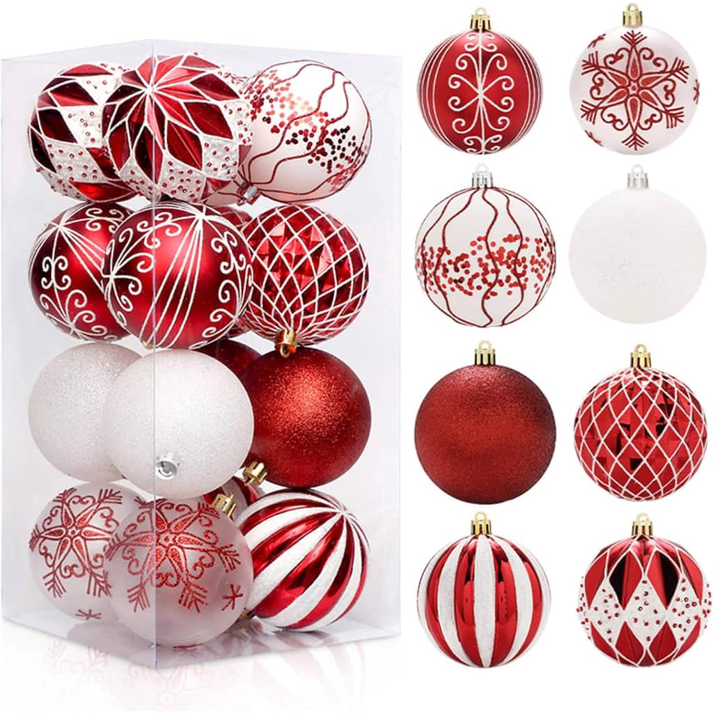 16 Pcs Christmas Decoration Ball Ornaments Set for Holiday Party Wedding - N/A