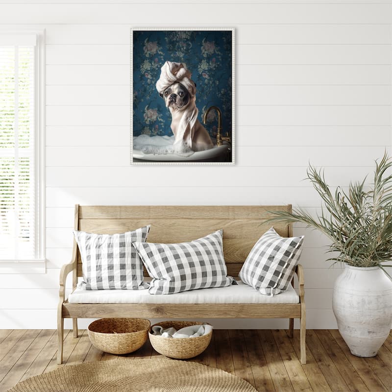 Bubble Bath Bliss by Mowzu Framed Canvas Wall Art