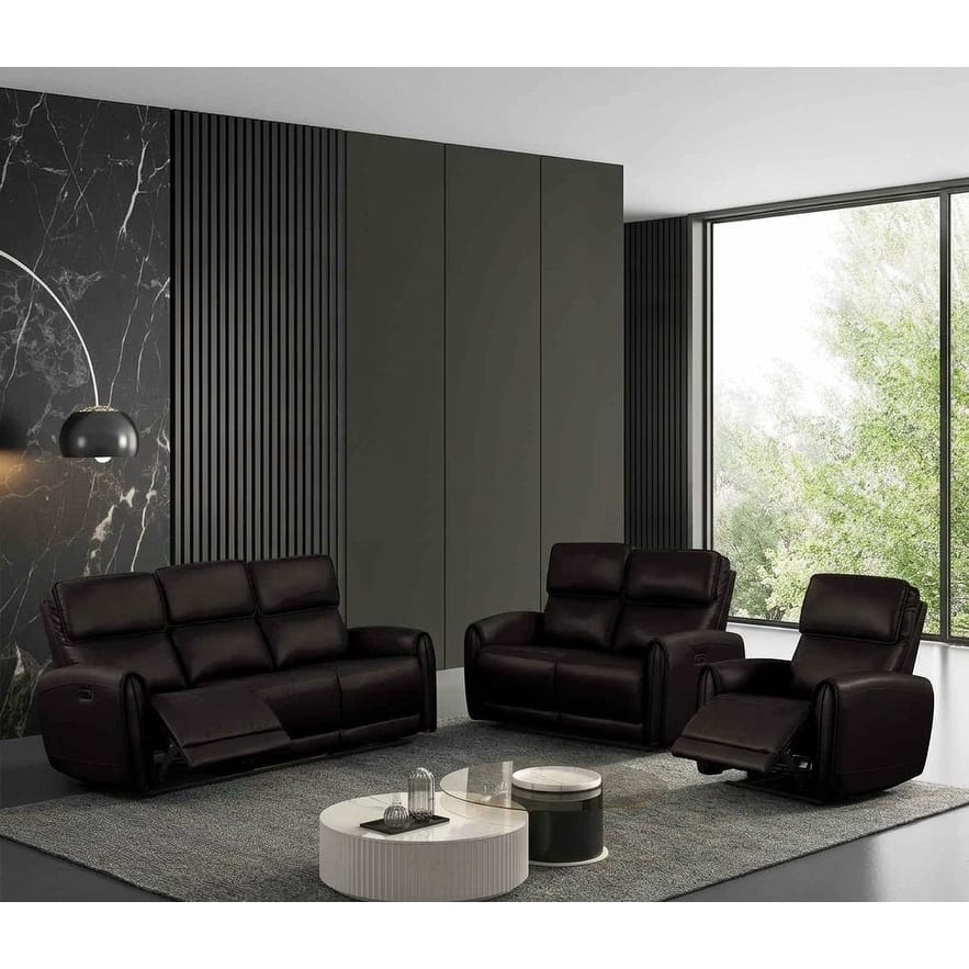 Black Modern Sofa Set Power Recliner w USB Ports