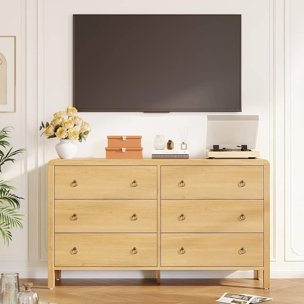 Modern 6 Drawer Dresser with Large Drawers for Bedroom, Living Room