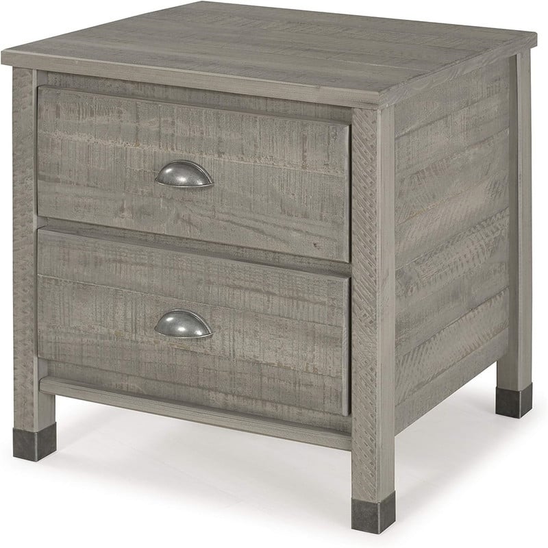 Night Stand 2 Drawer Solid Wood - Grey